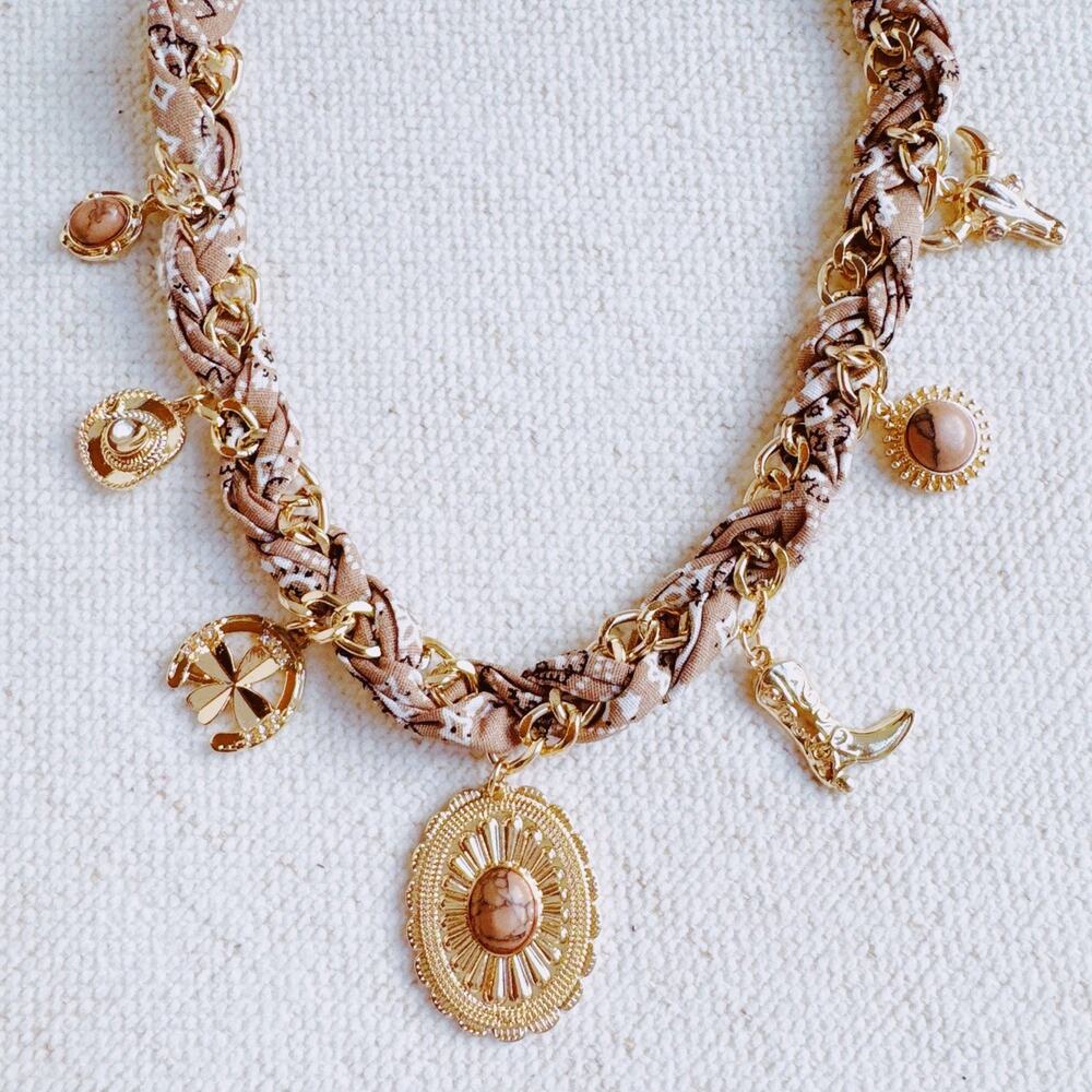 Wild West Desert Charm Scarf Necklace